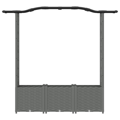 Podniesione łóżko z kratką i dachem jasnoszary PP