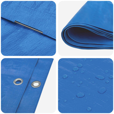 Plandeka z oczkami niebieski 6 x 6 m 180 gsm PE