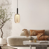 Lampa wisząca Bueno szklana bursztynowy klosz pojedyncza GX53