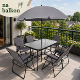 Zestaw Meble Ogrodowe Stół Krzesła Metalowe Parasol Na Balkon Taras Ogród