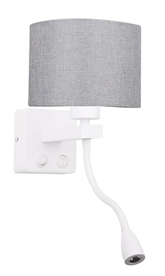 Kinkiet biały/szary z lampką do czytania LED Polo Candellux 21-75383 