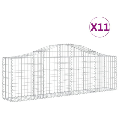 Kosze gabionowe, 11 szt, 200x30x60/80 cm, galwanizowane żelazo