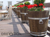 Donica ogrodowa drewniana okrągła wysoka 20 cm brązowa palisander