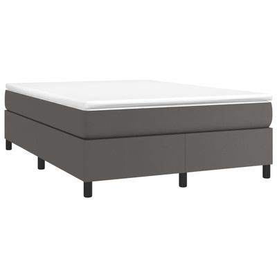vidaXL Łóżko kontynentalne z materacem, szare, ekoskóra 160x200 cm model standard
