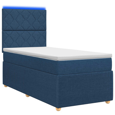 Łóżko z box spring LED z materacem niebieski 100 x 200 cm