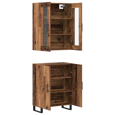 Highboard 2 szt. Stare drewno 69,5 x 34 x 180 cm