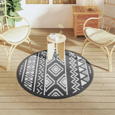 Dywan na zewnątrz, czarny, ?120 cm, PP vidaXL