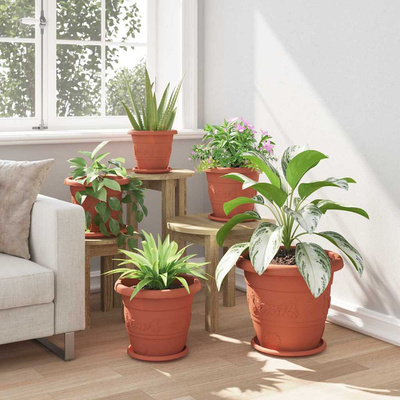 Okrągła doniczka na kwiaty 6 pcs Czerwony ceglasty ? 30 x 25 cm