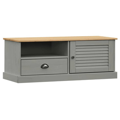 vidaXL Szafka pod TV VIGO, szara, 106x40x40 cm, lite drewno sosnowe