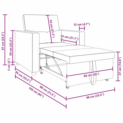 Rozkładana sofa jednoosobowa Żółty Aksamit