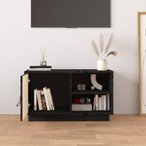 vidaXL Szafka pod TV, czarna, 70x34x40 cm, lite drewno sosnowe