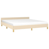 vidaXL Rama łóżka z zagłówkiem, kremowa, 180x200 cm, obita tkaniną model standard