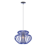 Lampa wisząca Imperia niebieska z szerokim kloszem pojedyncza do jadalni E27