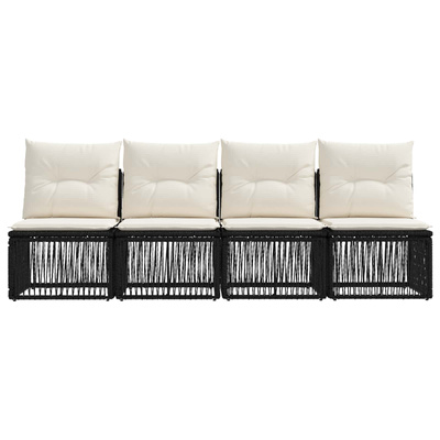 Sofa 4-osobowa 4 szt. 4-Liczba miejsc Czarny polirattan
