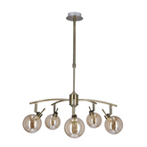 Lentini lampa wisząca patynowy 5x40w g9 klosz bursztynowy