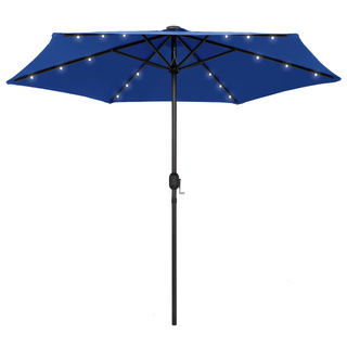 Parasol ogrodowy z LED i aluminiowym słupkiem 270 cm, niebieski