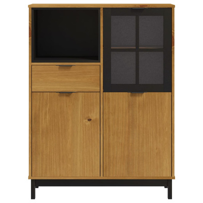 vidaXL Kredens z przeszklonymi drzwiami FLAM, 92x40x122,5 cm, sosna
