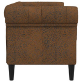 Sofa Chesterfield, dwuosobowa, brązowa, obita tkaniną