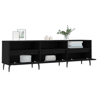 vidaXL Szafka pod TV, czarna, 150x30x44,5 cm, materiał drewnopochodny
