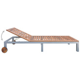 vidaXL Leżak z poduszką, lite drewno akacjowe i stal galwanizowana
