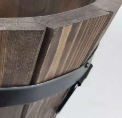 Donica ogrodowa drewniana prostokątna długa 40 cm brązowa wysokość 21 cm