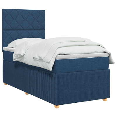 Łóżko z box spring LED z materacem niebieski 100 x 200 cm
