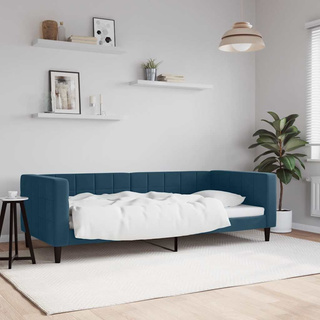 Sofa z funkcją spania, niebieska, 90x200 cm, obita aksamitem