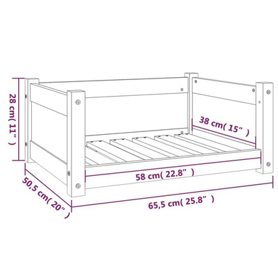 vidaXL Legowisko dla psa, szare, 65,5x50,5x28 cm, lite drewno sosnowe