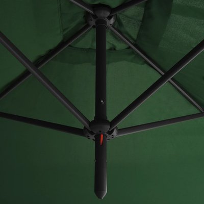 Podwójny parasol ogrodowy, stalowy słupek, zielony, 600x300 cm