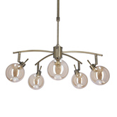 Lentini lampa wisząca patynowy 5x40w g9 klosz bursztynowy