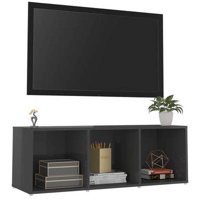 vidaXL Szafka pod TV, szara na wysoki połysk, 107x35x37 cm