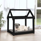vidaXL Legowisko dla psa, czarne, 71x55x70 cm, lite drewno sosnowe