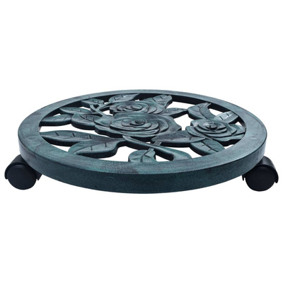 Stojaki na kółkach pod donice, 6 szt., zielone, 38 cm, plastik