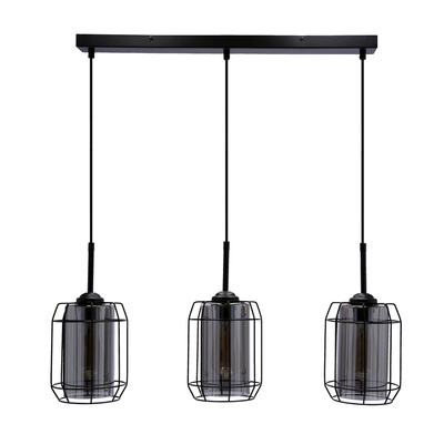 Jonera lampa wisząca czarny 3x40 E27 klosz dymiony 33-08435