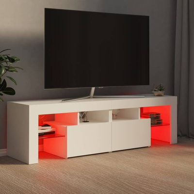 vidaXL Szafka pod TV z oświetleniem LED, biała, 140x36,5x40 cm