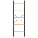 Regał drabina z 5 półkami, jasnobrązowo-czarny, 56x35x174 cm