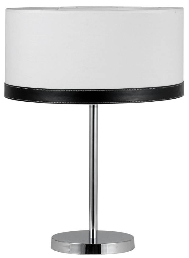 Lampka nocna Tida z abażurem płótno skóra chrom stojąca E27