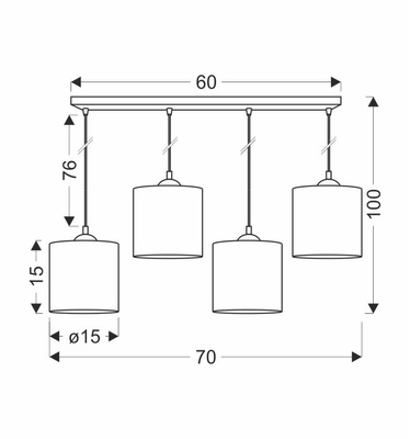 Legno lampa wisząca 15 4x40w e27 Abażur orzechowy
