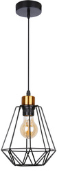 Lampa wisząca czarna + złoty druciany klosz Primo 31-06189