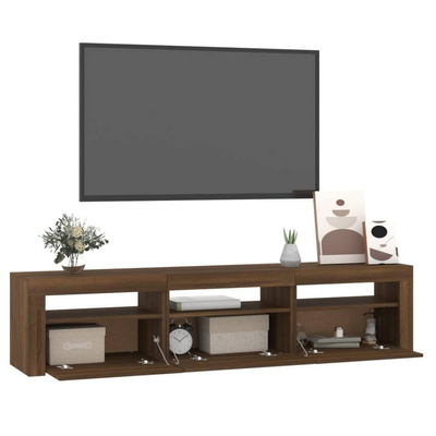 vidaXL Szafka pod TV z oświetleniem LED, brązowy dąb, 180x35x40 cm