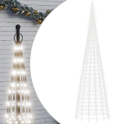 vidaXL Choinka z lampek, na maszt, 3000 zimnych białych LED, 800 cm