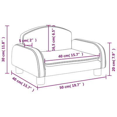 vidaXL Sofa dla dzieci, brązowa, 50x40x30 cm, sztuczna skóra