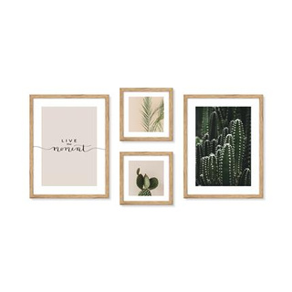 Zestaw obrazów w ramie z dekorem drewna 2x 20x20 i 2x 30x40
