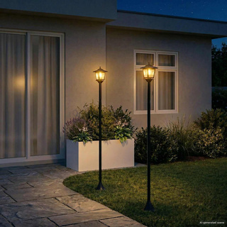 Zestaw Lamp Post with LED Bulb 2 szt. Czarny 16 x 16 x 156 cm