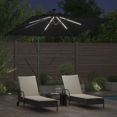 Parasol plażowy Czarny 249 x 249 x 250 cm Poliester i aluminium
