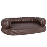 vidaXL Ergonomiczne legowisko dla psa, brąz, 88x65 cm, sztuczna skóra
