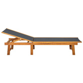 vidaXL Leżak ze stolikiem, lite drewno akacjowe i tkanina textilene