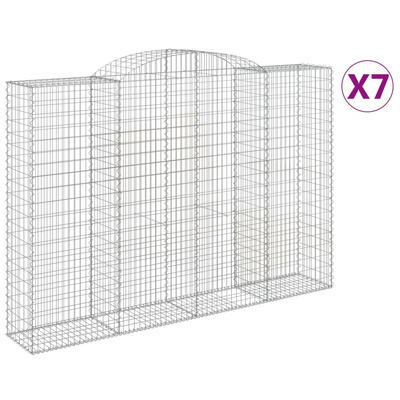 Kosze gabionowe, 7 szt, 300x50x200/220 cm, galwanizowane żelazo