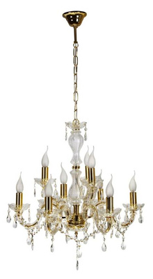 Kryształowy żyrandol MARIA TERESA 9-ramienny E14 złoty – luksusowa lampa wisząca do salonu glamour