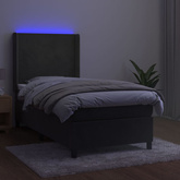 Łóżko kontynentalne z materacem i LED, szary aksamit, 90x190 cm vidaXL